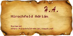 Hirschfeld Adrián névjegykártya